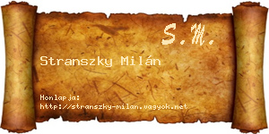 Stranszky Milán névjegykártya