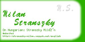 milan stranszky business card